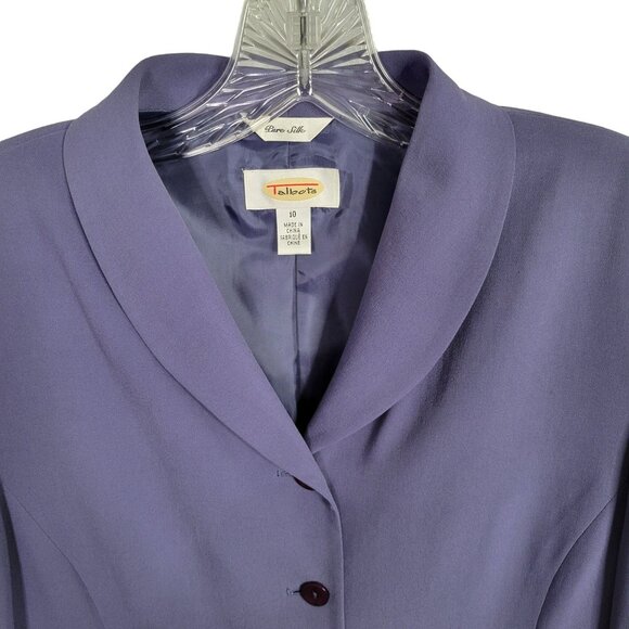 Talbots Size 10 Silk Blazer Jacket Pockets Lined Shaped Fitted Career Purple - Picture 6 of 8